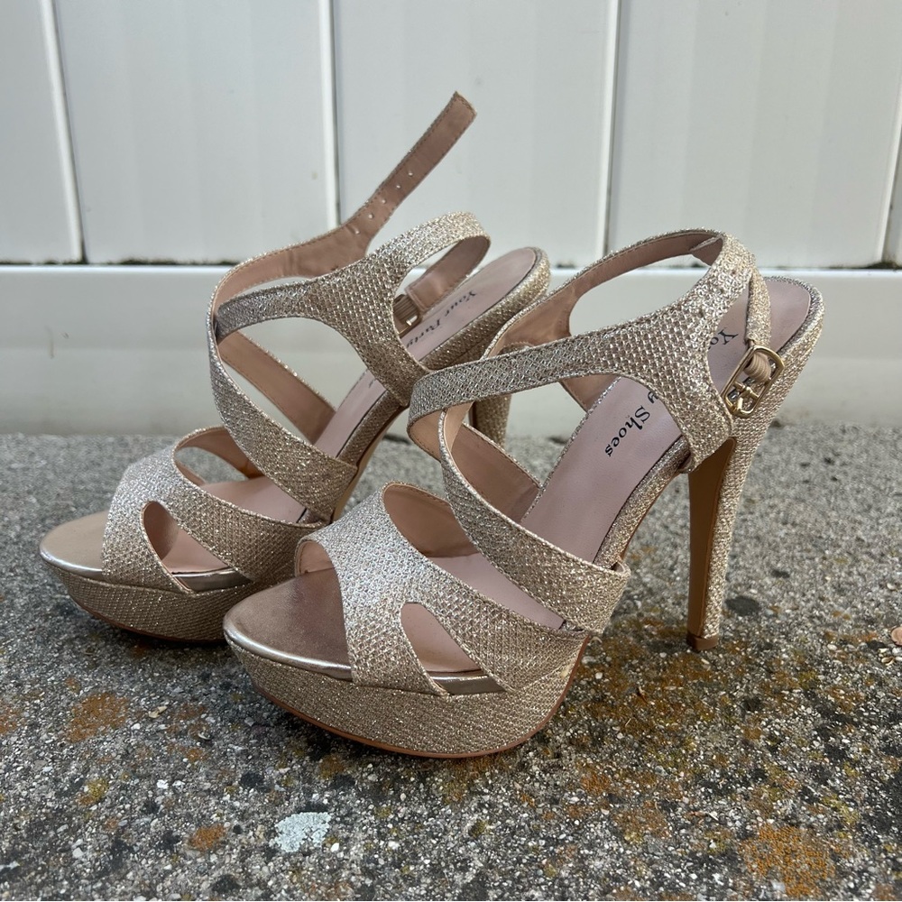 Your Party Shoes Natalie Glitter Strappy Heels